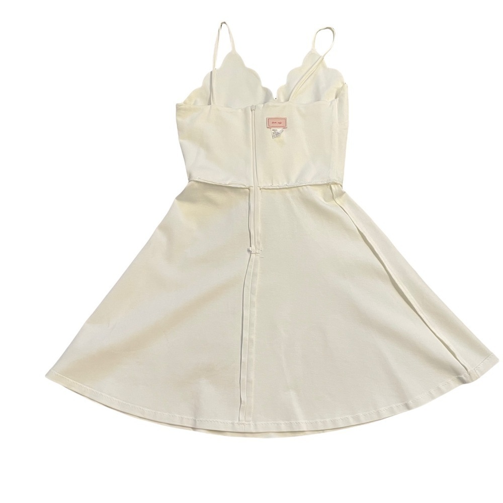 LOVE...ADY Creamy White Scallop Front Fit & Flare Skater Mini Dress. S - Picture 3 of 12